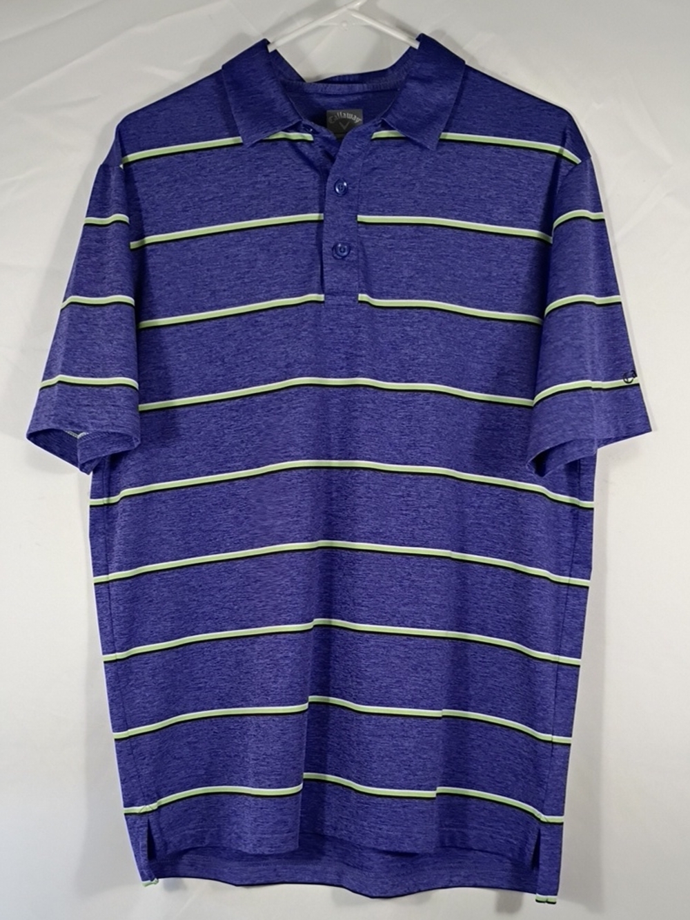 EUC Callaway Opti-dry Purple Golf Polo with Light Green and White Stripes Sz Med